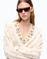 Pullover aus Wolle und Kaschmir mit Schmuckapplikationen -  | Pinko