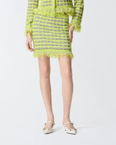 Mini skirt in basketweave and frayed knit -  | Pinko