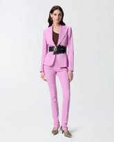 Linen-blend trousers with adjustable hem slit detail -  | Pinko