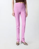 Linen-blend trousers with adjustable hem slit detail -  | Pinko
