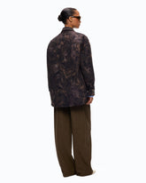 Overshirt in technical canvas with floral camouflage print - Multicolor Green-Black | Pinko