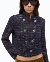 Cropped bouclé tweed jacket with metal buttons - Trasparente | Pinko