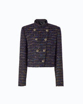 Cropped bouclé tweed jacket with metal buttons - Trasparente | Pinko