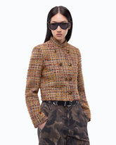 Bouclé tweed jacket with contrasting buttons - Trasparente | Pinko