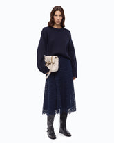 Flared midi skirt in corded lace - Blue | Pinko