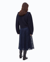 Flared midi skirt in corded lace - Blue | Pinko