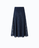Flared midi skirt in corded lace - Blue | Pinko