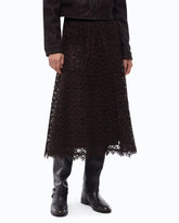 Flared midi skirt in corded lace - Trasparente | Pinko