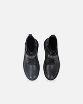 Leather combat boots with branded front strap -  | Pinko