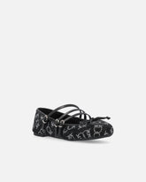 Monogram ballet flats with rhinestones and bow at the toe -  | Pinko