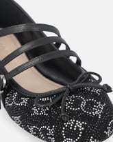 Monogram ballet flats with rhinestones and bow at the toe -  | Pinko