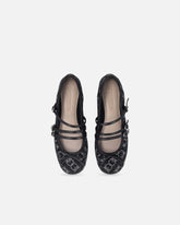 Monogram ballet flats with rhinestones and bow at the toe -  | Pinko