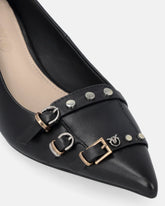 Low leather pumps with straps and studs -  | Pinko