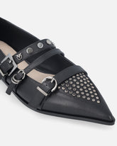 Pointed-toe leather ballerinas with studs -  | Pinko