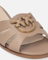 Leather slip-on sandals with Love Birds logo -  | Pinko