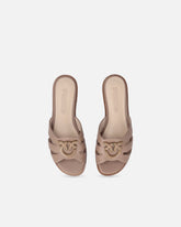 Leather slip-on sandals with Love Birds logo -  | Pinko