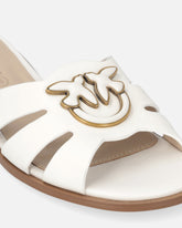 Leather slip-on sandals with Love Birds logo -  | Pinko