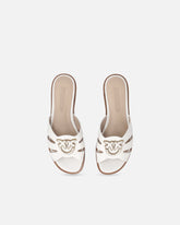 Leather slip-on sandals with Love Birds logo -  | Pinko