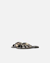 Leather slip-on sandals with python print and Love Birds logo -  | Pinko