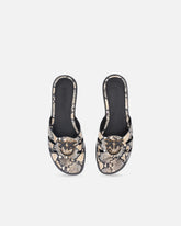 Leather slip-on sandals with python print and Love Birds logo -  | Pinko