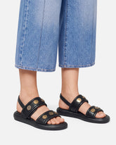 Padded nappa leather sandals with metallic details -  | Pinko