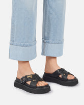 Woven nappa leather slip-on sandals with metallic rings -  | Pinko