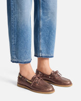 Leather moccasins with jewel details -  | Pinko