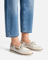 Leather moccasins with jewel details -  | Pinko