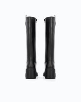 High leather boots with logo detail - Black | Pinko