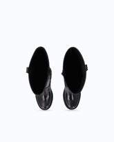 High leather boots with logo detail - Black | Pinko