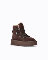 Suede ankle boots with faux fur lining - Brown | Pinko