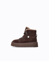 Suede ankle boots with faux fur lining - Brown | Pinko