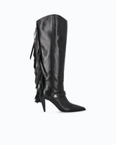 High nappa leather boots with heel and fringing -  | Pinko
