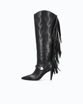 High nappa leather boots with heel and fringing -  | Pinko