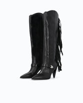 High nappa leather boots with heel and fringing -  | Pinko