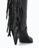 High nappa leather boots with heel and fringing -  | Pinko