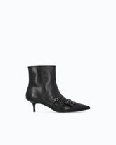 Leather ankle boots with straps and fringing -  | Pinko