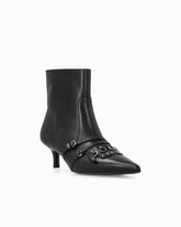 Leather ankle boots with straps and fringing -  | Pinko
