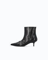 Leather ankle boots with straps and fringing -  | Pinko