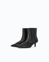 Leather ankle boots with straps and fringing -  | Pinko