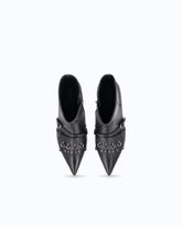 Leather ankle boots with straps and fringing -  | Pinko