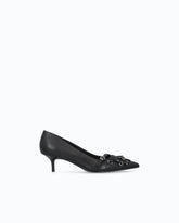 Leather pumps with straps and fringing -  | Pinko