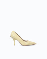 Leather court shoe with logo on the heel - Trasparente | Pinko
