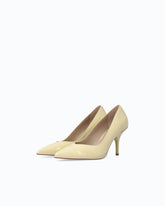 Leather court shoe with logo on the heel - Trasparente | Pinko