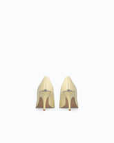 Leather court shoe with logo on the heel - Trasparente | Pinko