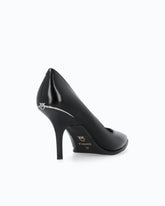 Leather court shoe with logo on the heel - Black | Pinko
