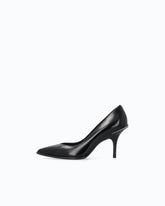 Leather court shoe with logo on the heel - Black | Pinko