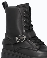 Leather combat boots with strap - Black | Pinko