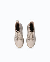 Leather ankle boot with lug sole - Beige | Pinko