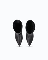 Nappa leather ankle boots with gathered leg shaft and logo - Black | Pinko